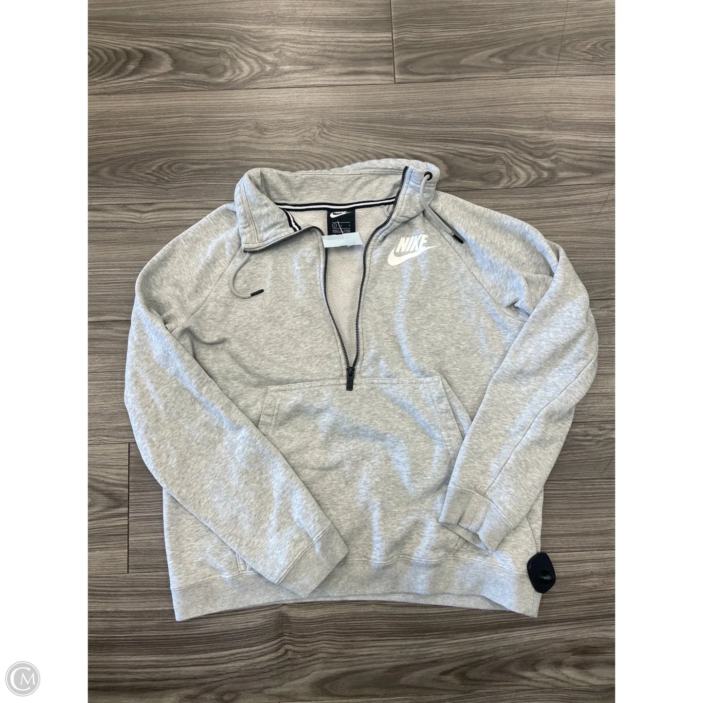 Athletic Sweatshirt Collar By Nike In Grey, Size: L