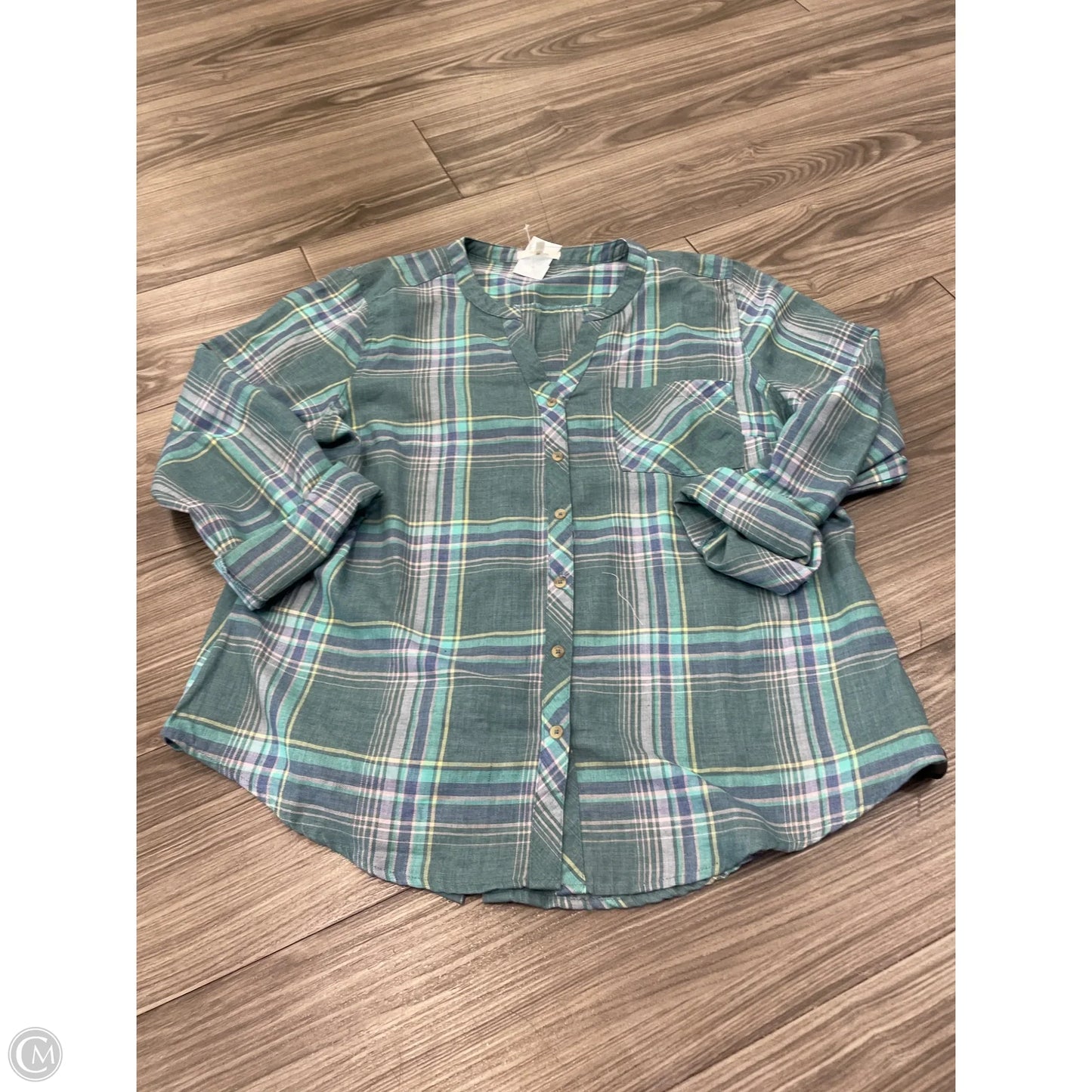 Top Long Sleeve By Maurices In Plaid Pattern, Size: Xl