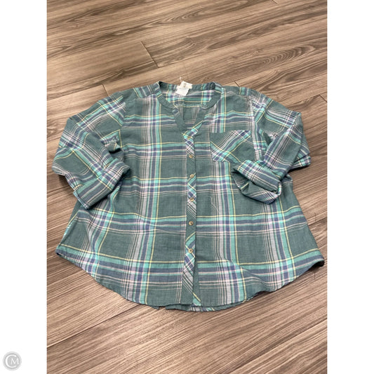 Top Long Sleeve By Maurices In Plaid Pattern, Size: Xl