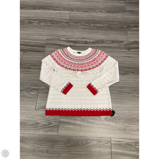 Sweater By Talbots In Cream & Red, Size: L