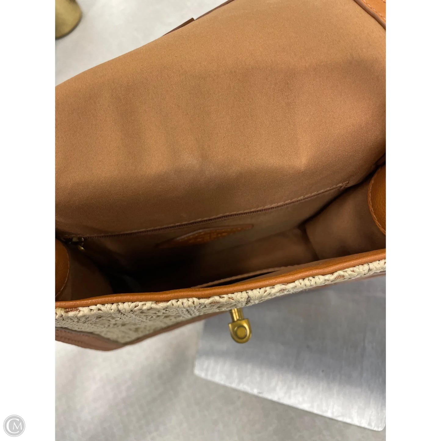 Handbag Leather By Fossil, Size: Medium