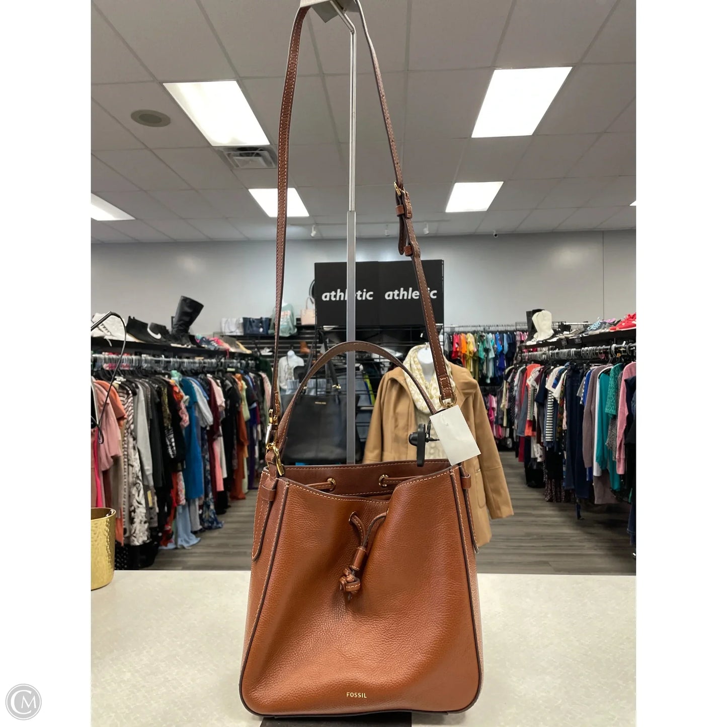 Handbag Leather By Fossil, Size: Large