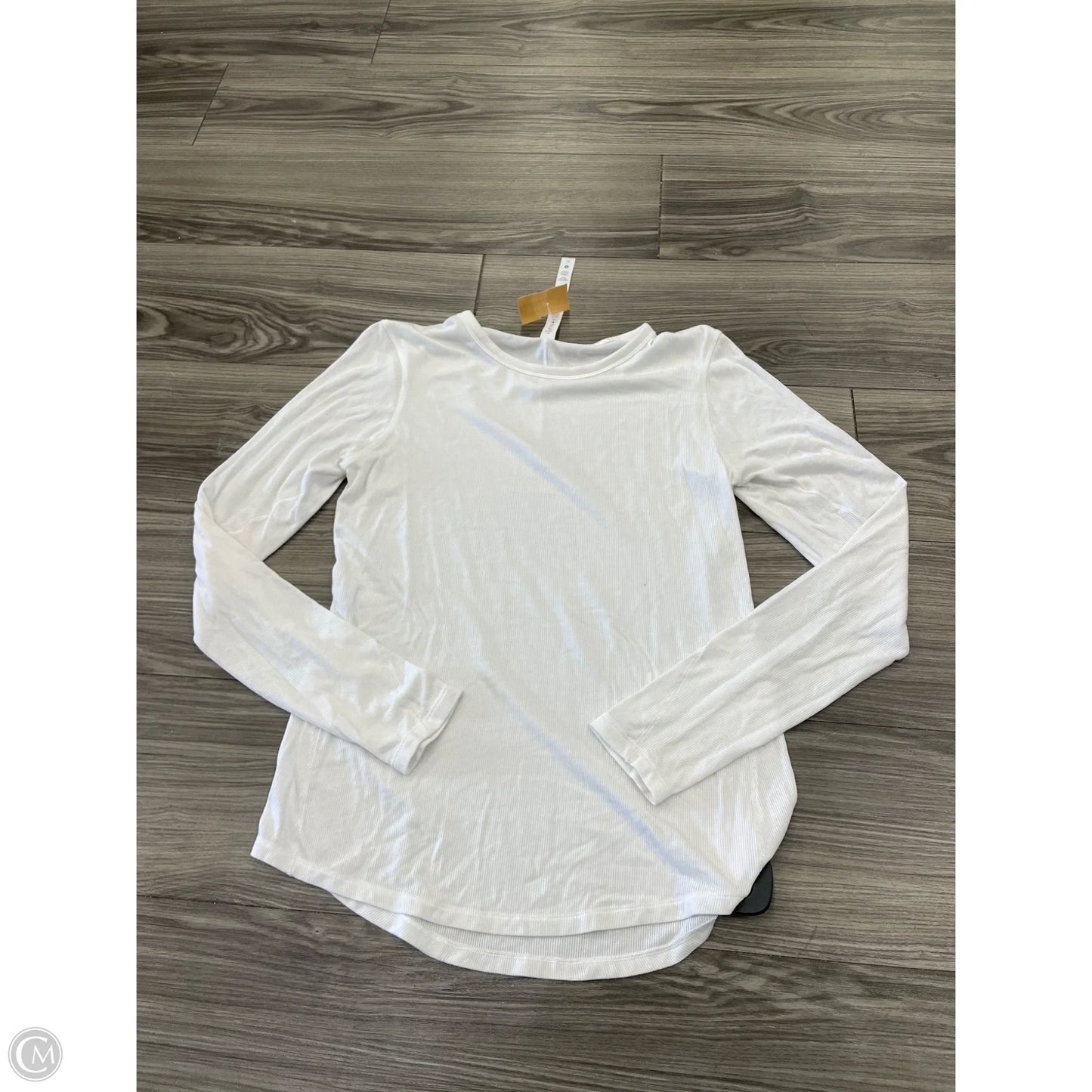Athletic Top Long Sleeve Collar By Lululemon In White, Size: 10
