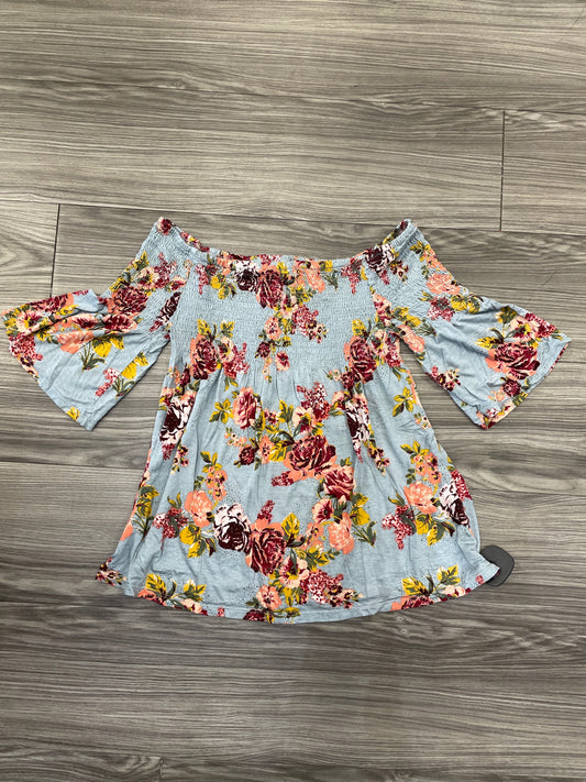 Top Short Sleeve By Rewind In Floral Print, Size: S