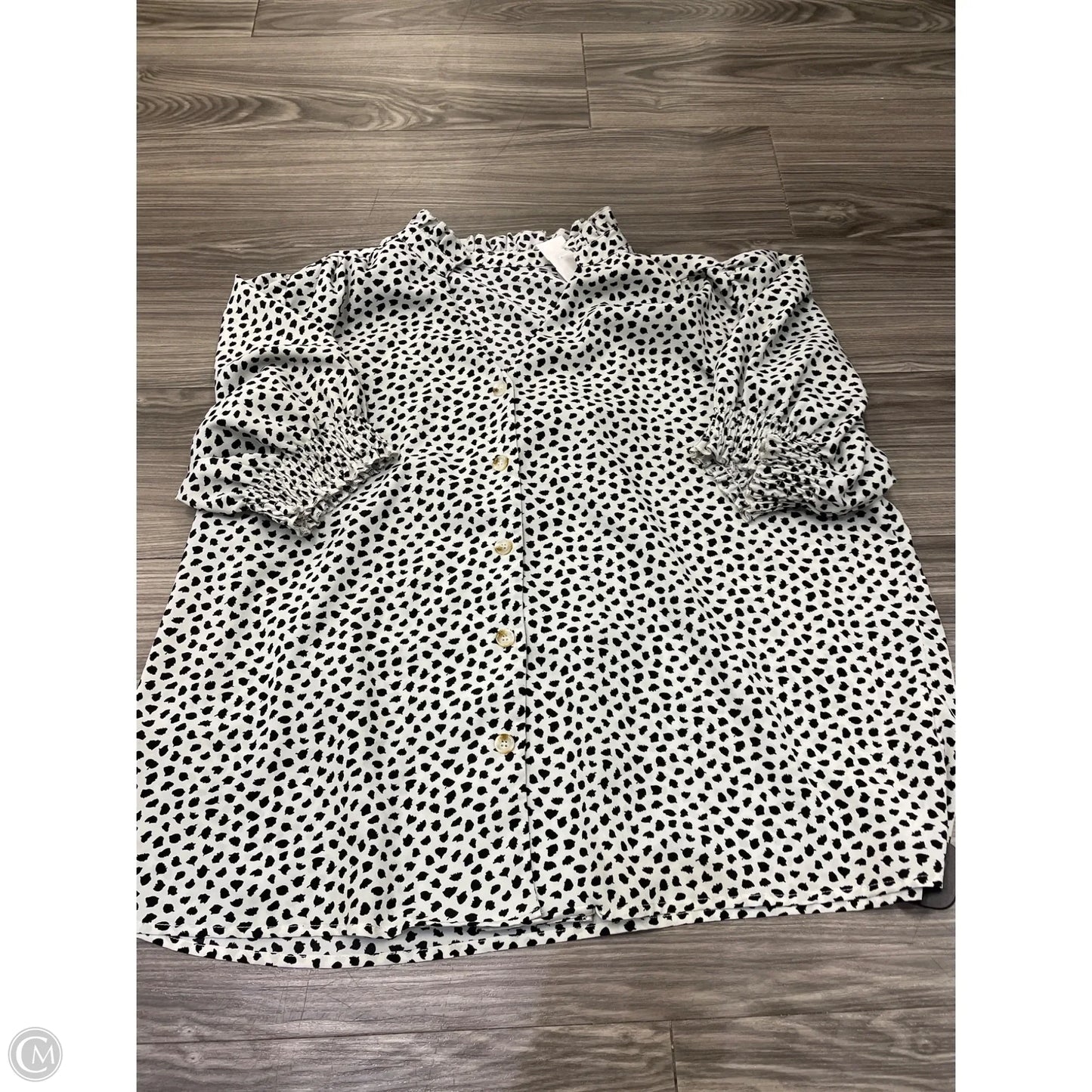 Blouse Short Sleeve By Shein In Black & White, Size: 2x