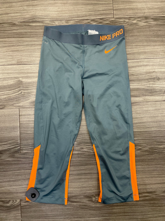 Athletic Leggings By Nike Apparel In Green & Orange, Size: L