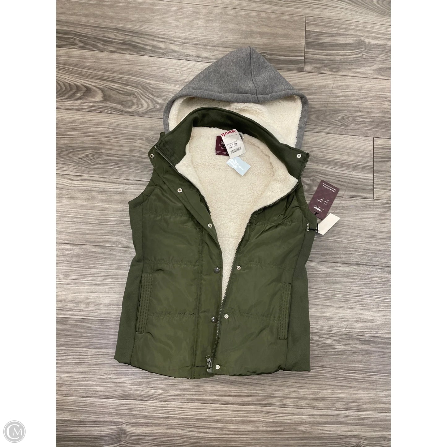 Vest Faux Fur & Sherpa By Ci Sono In Green & White, Size: M