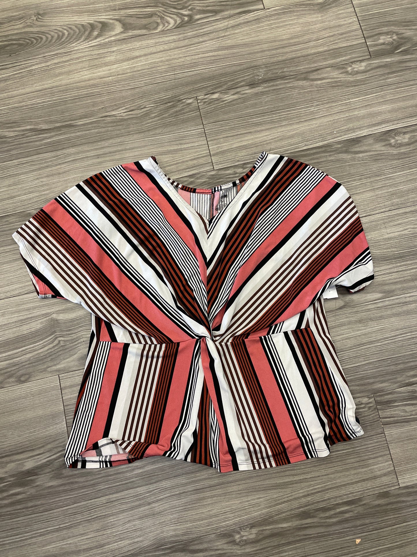Top Short Sleeve By Evri In Striped Pattern, Size: L