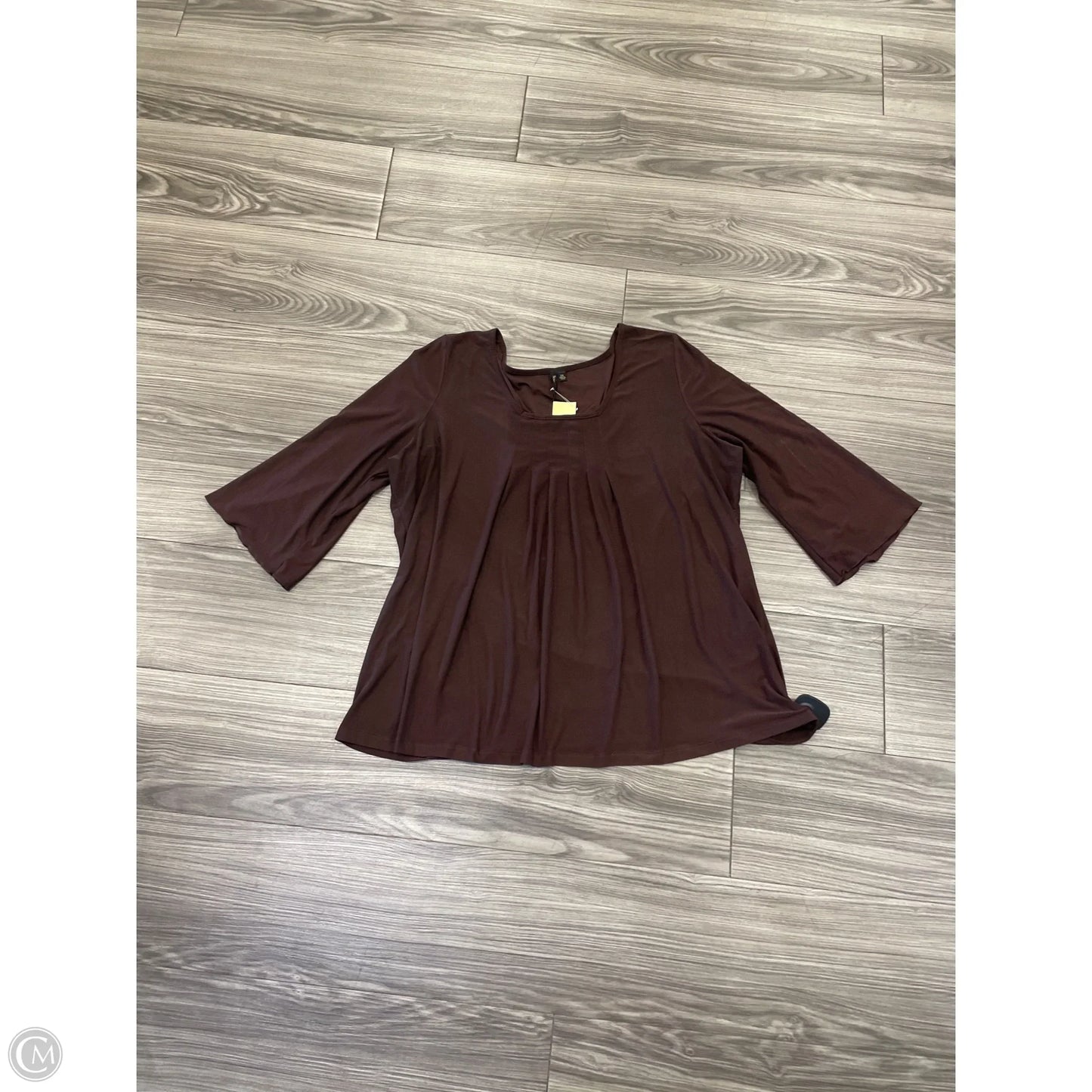 Top Long Sleeve Basic By Susan Lawrence In Brown, Size: 2x