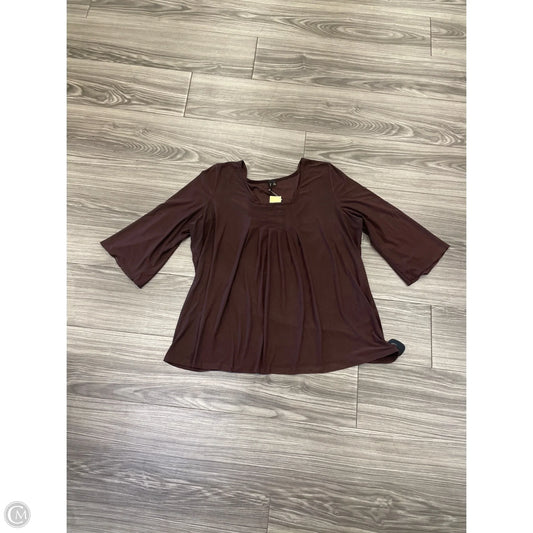 Top Long Sleeve Basic By Susan Lawrence In Brown, Size: 2x
