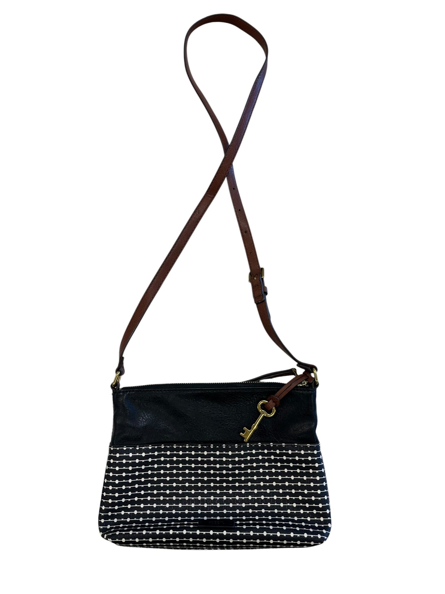 Crossbody By Fossil In Black & White, Size:Medium
