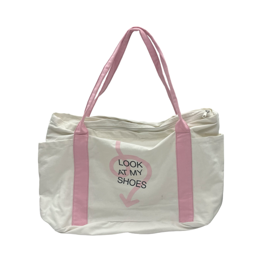 Tote By Clothes Mentor In Pink & White, Size:Large