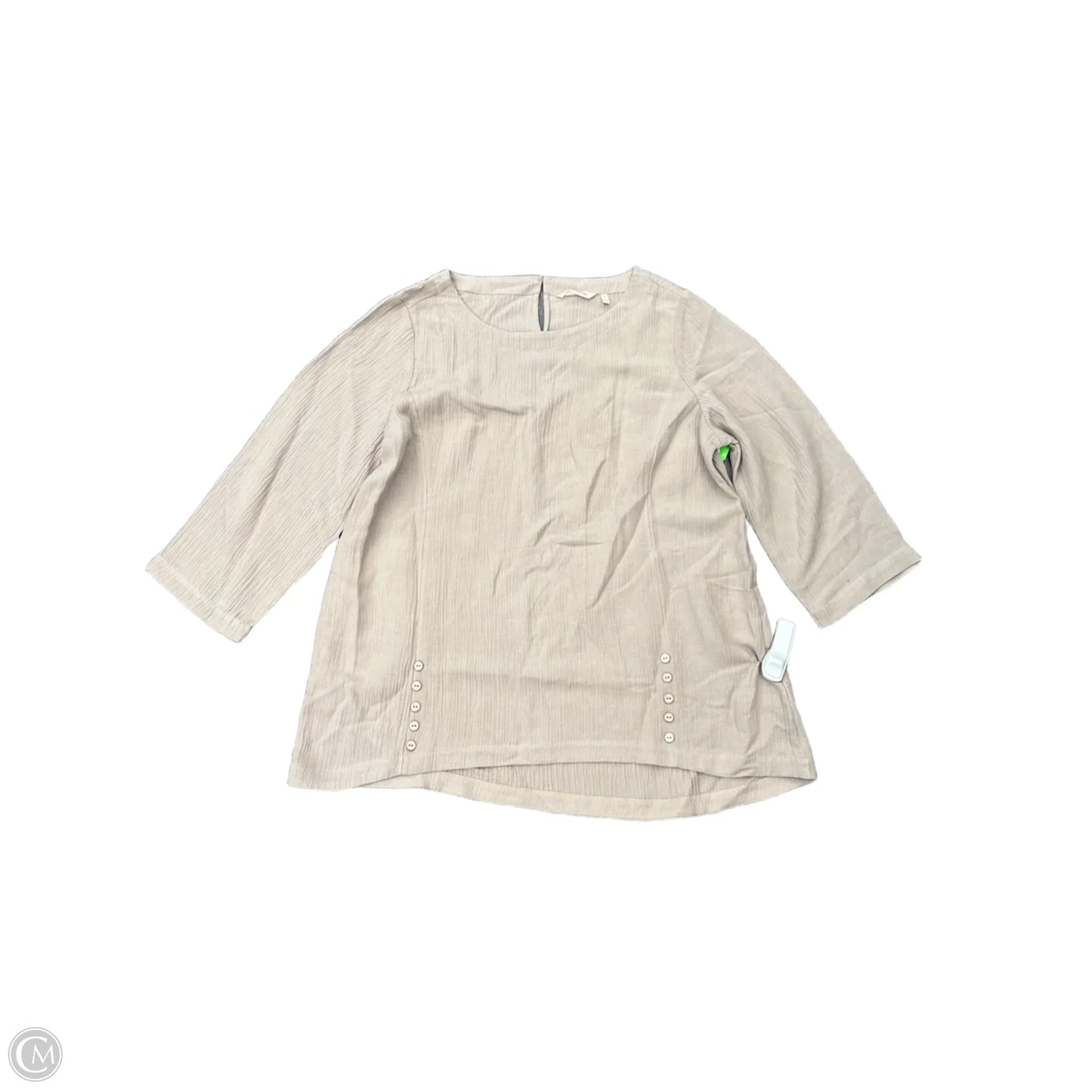Top 3/4 Sleeve Basic By Soft Surroundings In Tan, Size: Xl