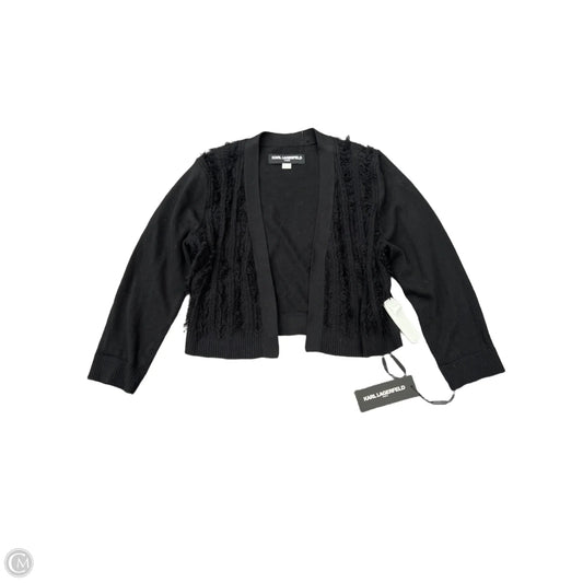 Sweater Cardigan Designer By Karl Lagerfeld In Beige, Size: M