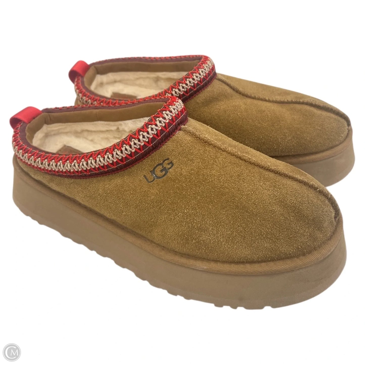 Slippers Designer By Ugg In Brown, Size: 10