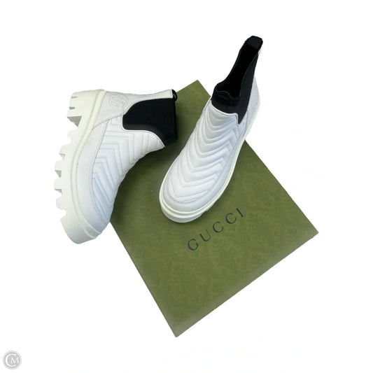 Boots Luxury Designer By Gucci In White, Size: 8