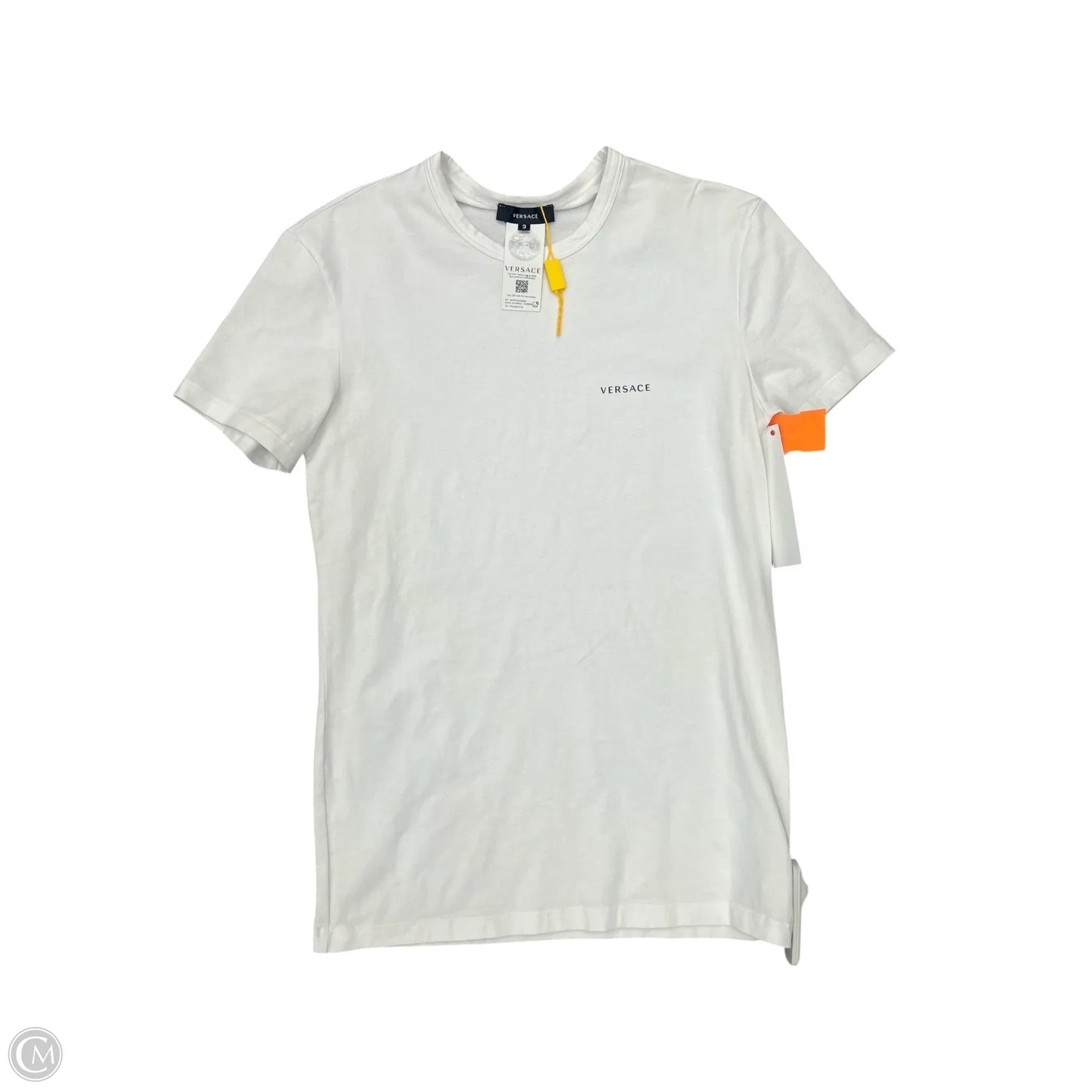 Top Short Sleeve Luxury Designer By Versace In White, Size: Xs