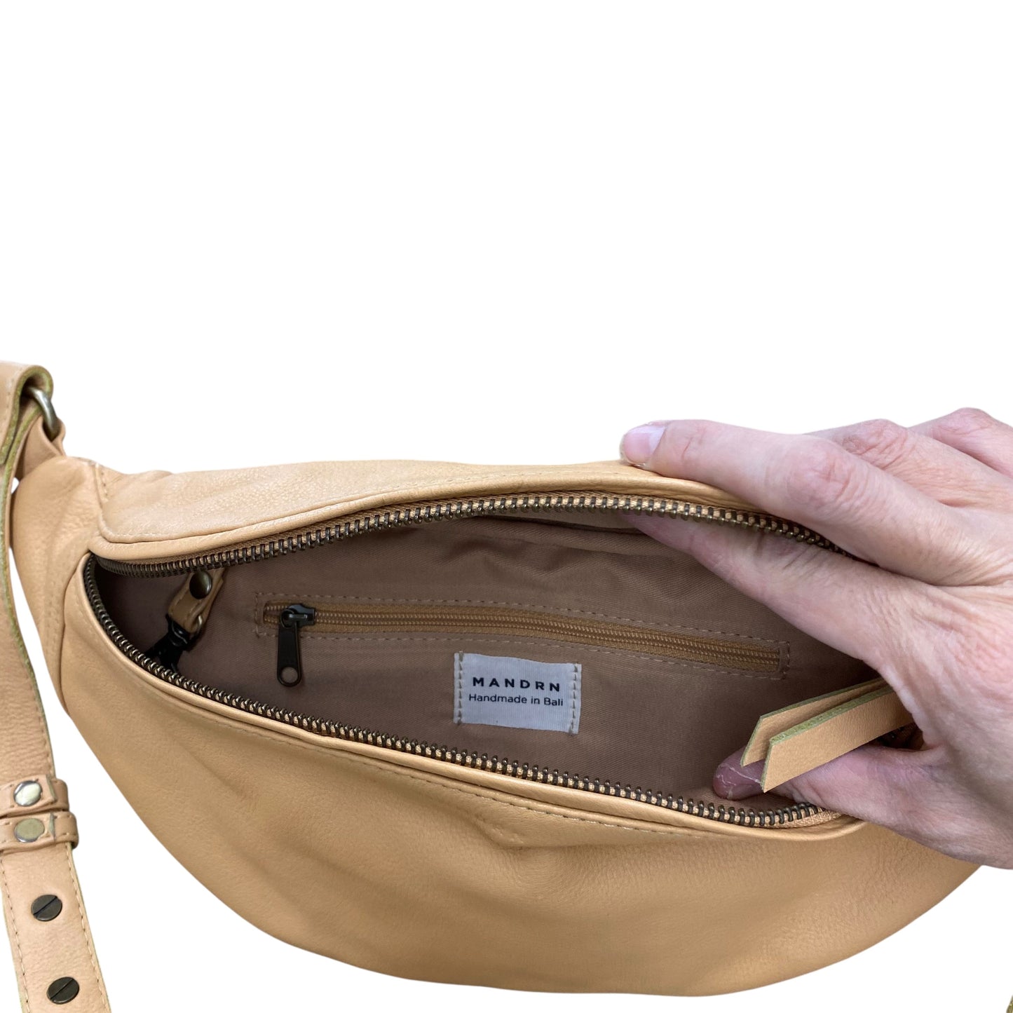 Belt Bag Leather By Cmb In Brown, Size:Large