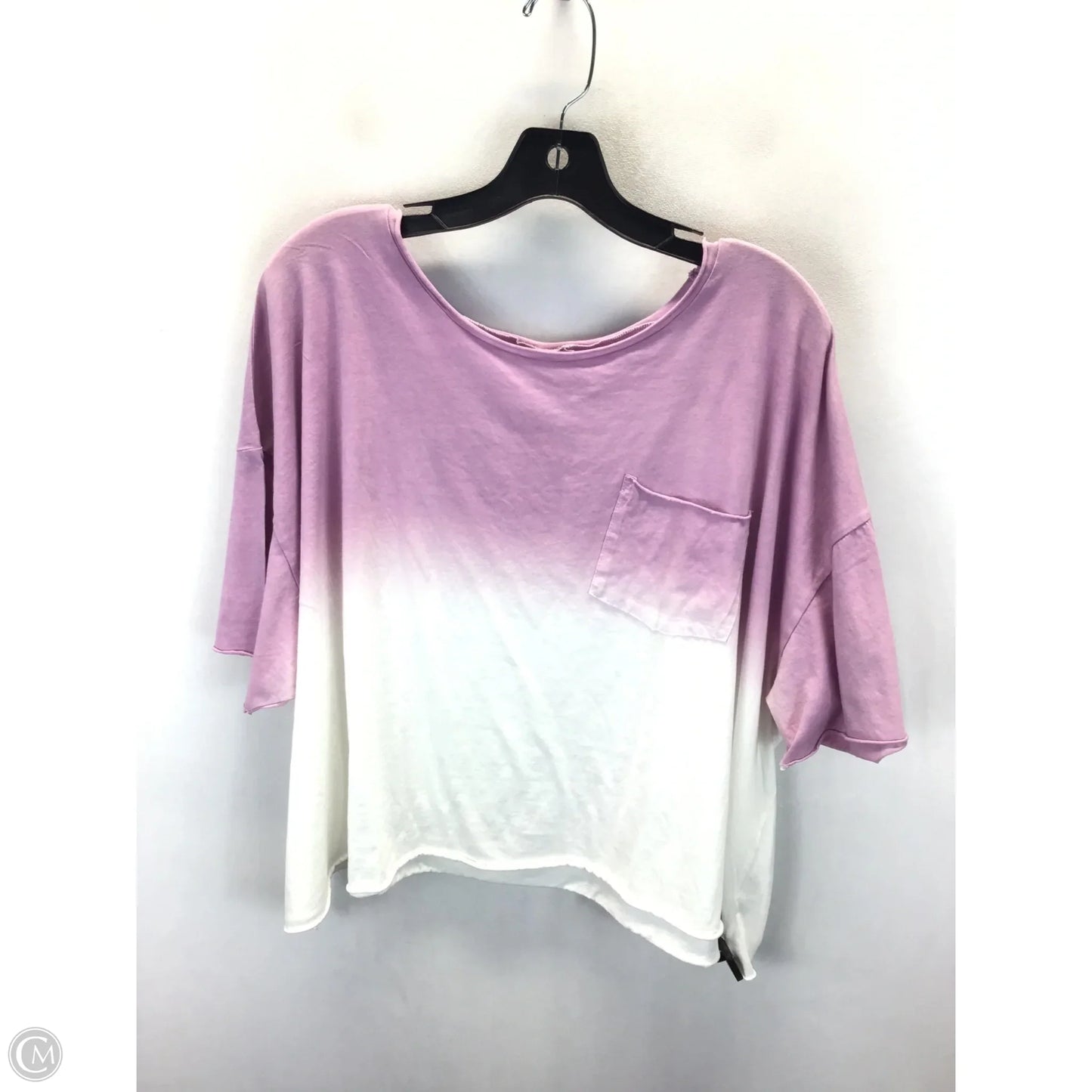 Top Short Sleeve Basic By Sew In Love In Purple & White, Size: L