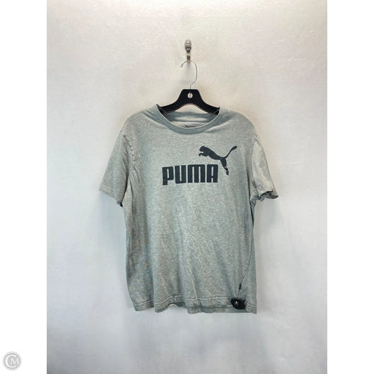 Athletic Top Short Sleeve By Puma In Black & Grey, Size: L