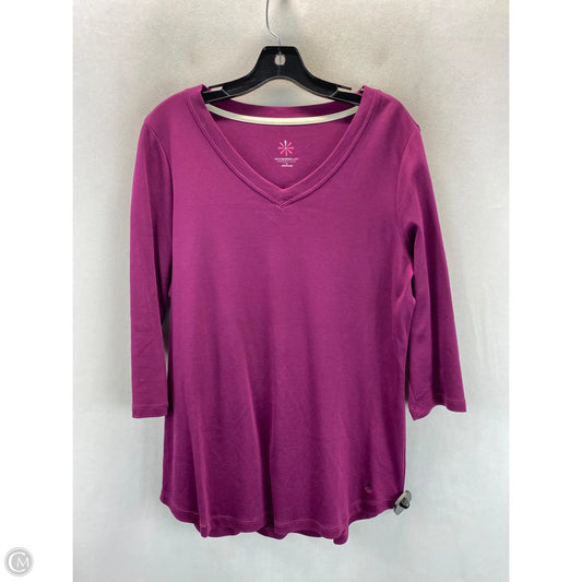 Top 3/4 Sleeve Basic By Isaac Mizrahi Live Qvc In Purple, Size: L