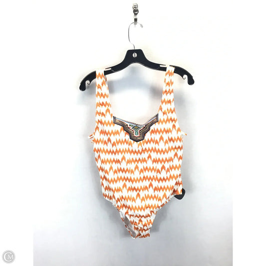 Swimsuit By Clothes Mentor In Orange & White, Size: L