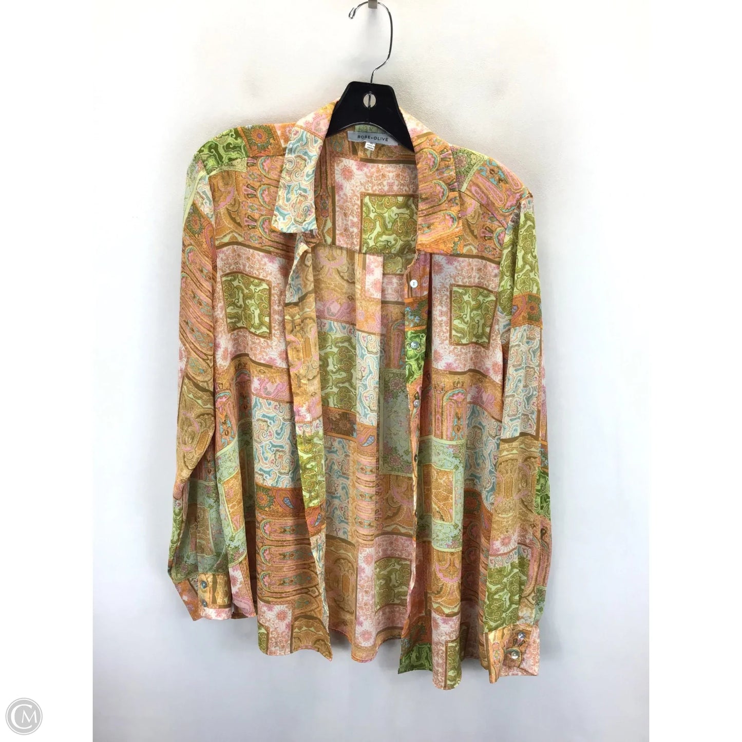 Blouse Long Sleeve By Rose And Olive In Paisley Print, Size: Xl