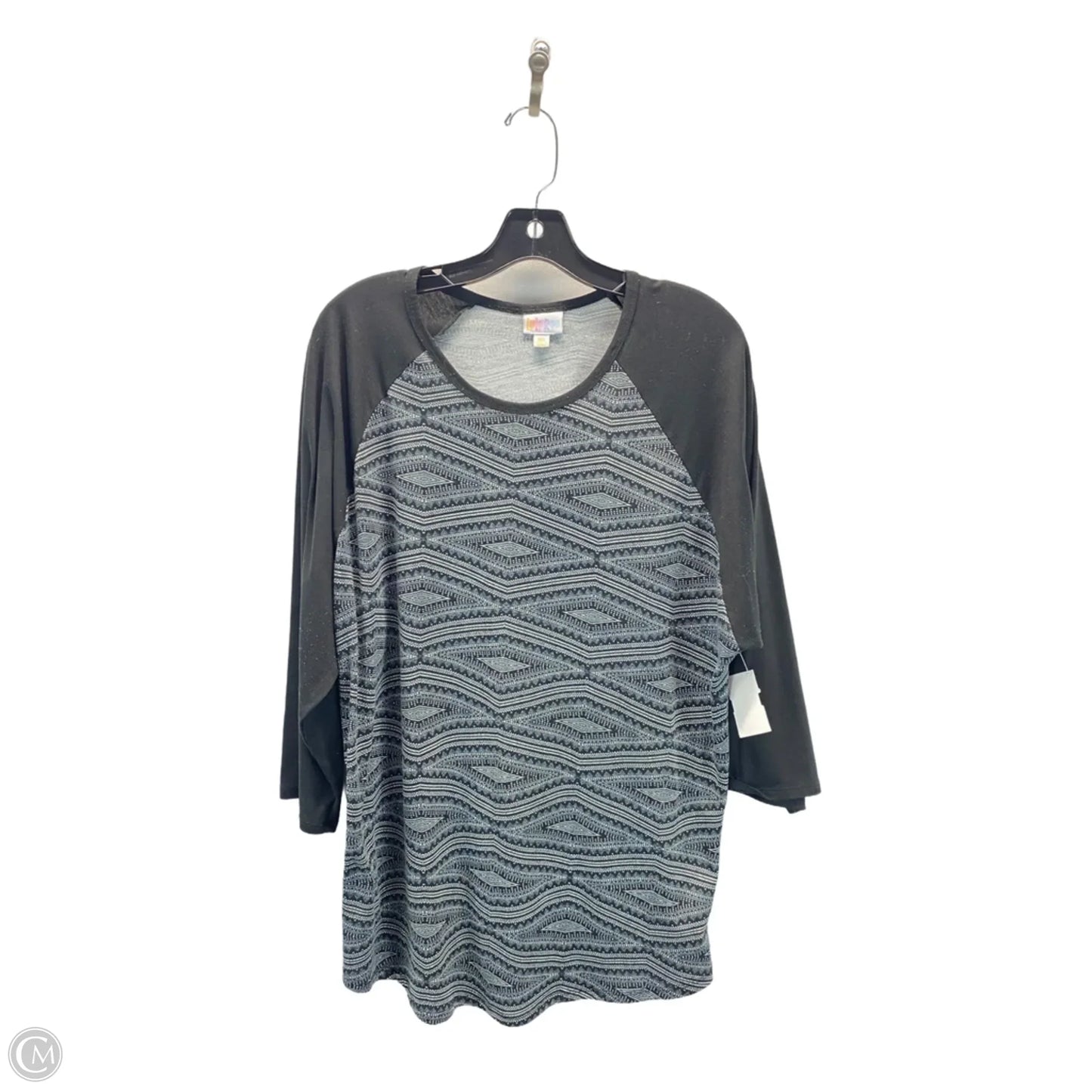 Top 3/4 Sleeve By Lularoe In Black & Cream, Size: 3x