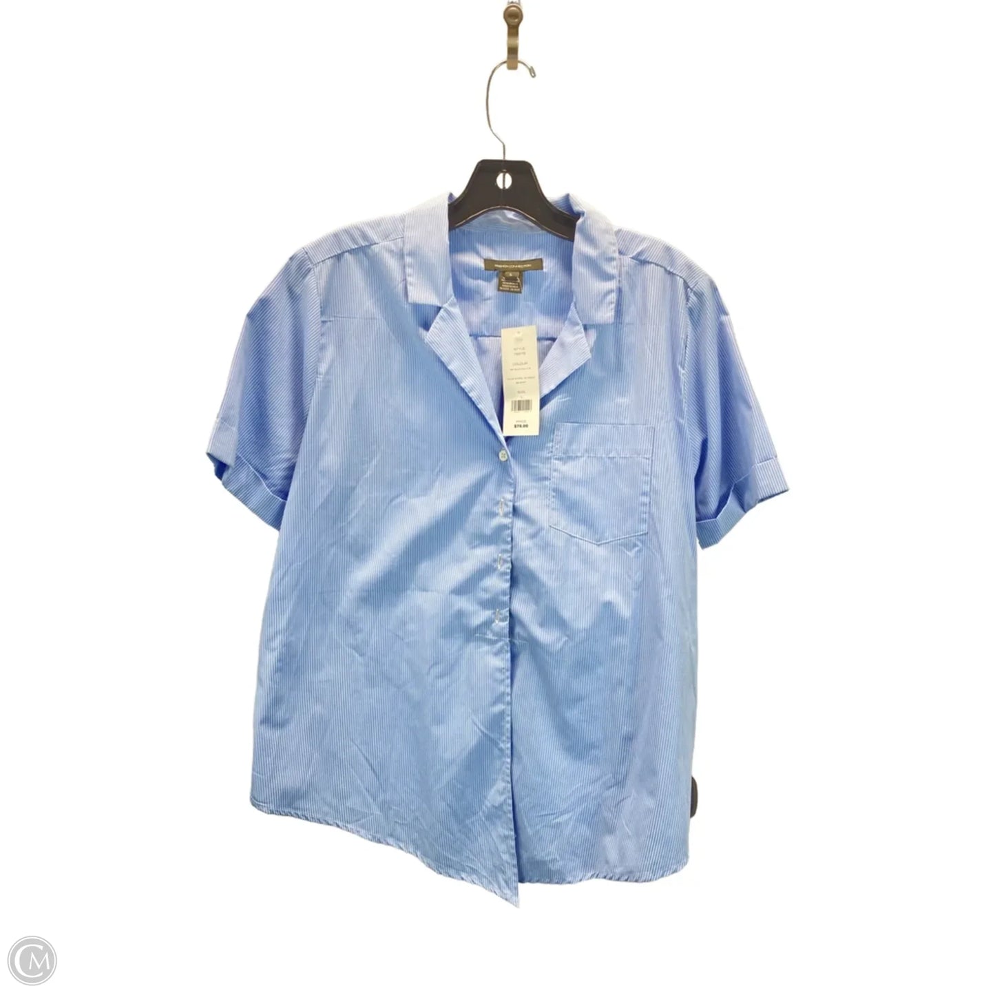 Top Short Sleeve By French Connection In Blue & Cream, Size: L