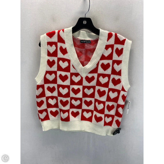 Vest Sweater By Shein In Red & White, Size: 4