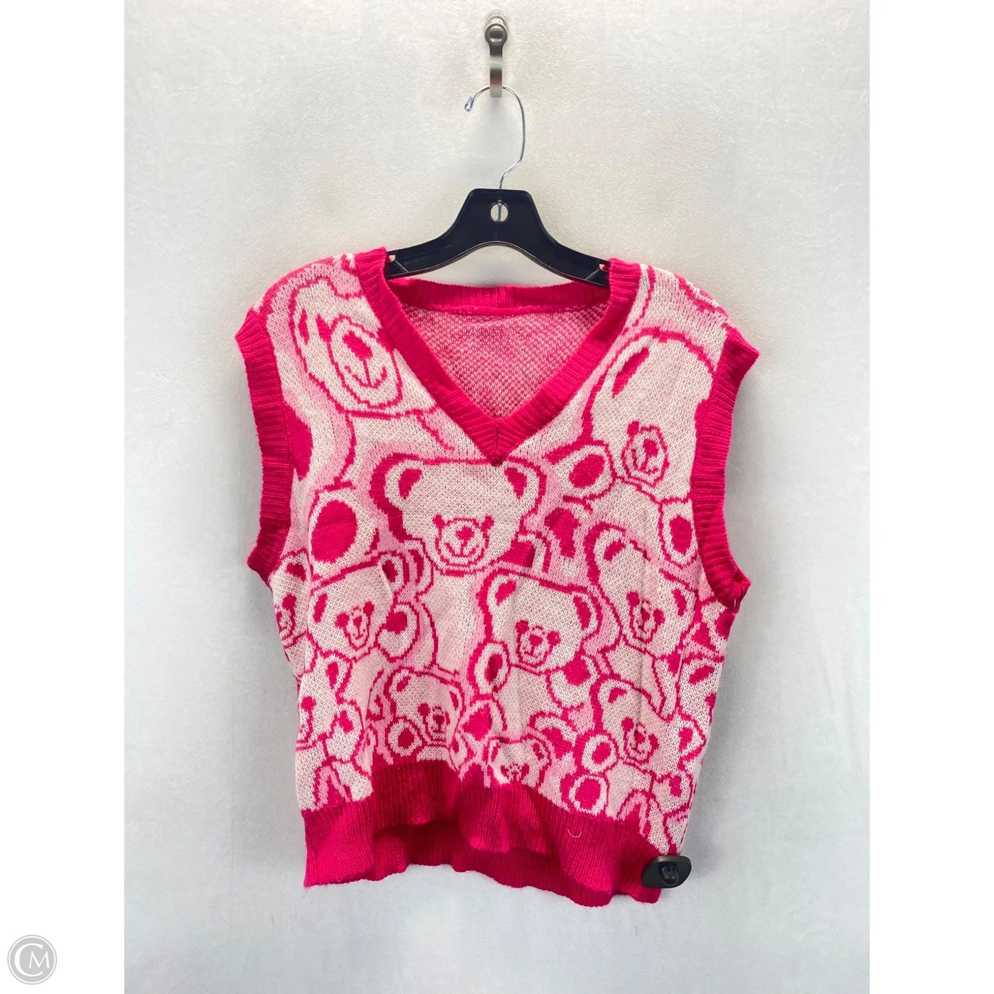 Vest Sweater By Shein In Pink & White, Size: 4