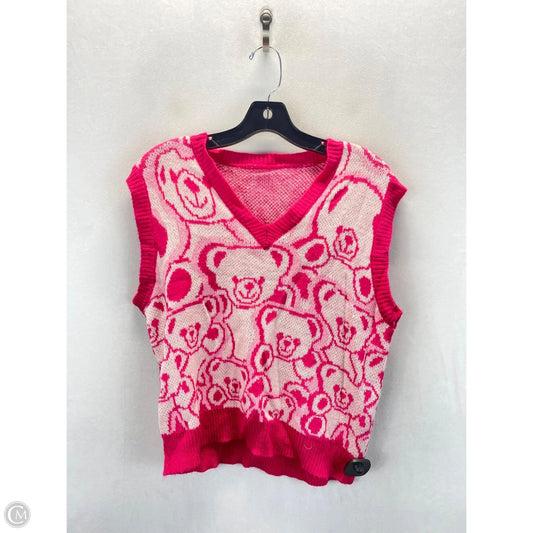 Vest Sweater By Shein In Pink & White, Size: 4