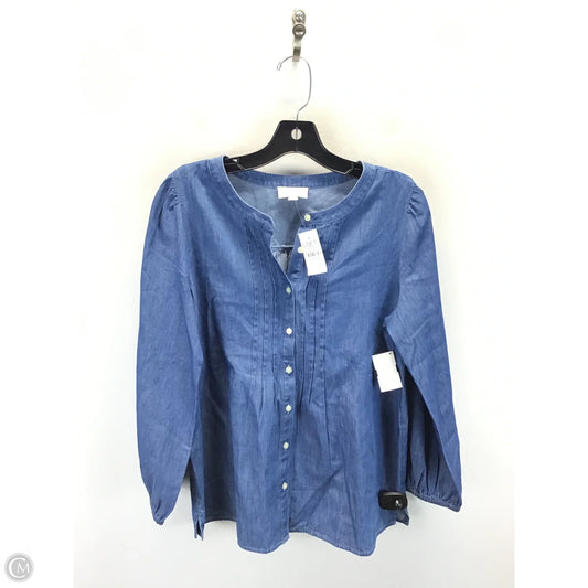 Top Long Sleeve By Loft In Blue Denim, Size: S
