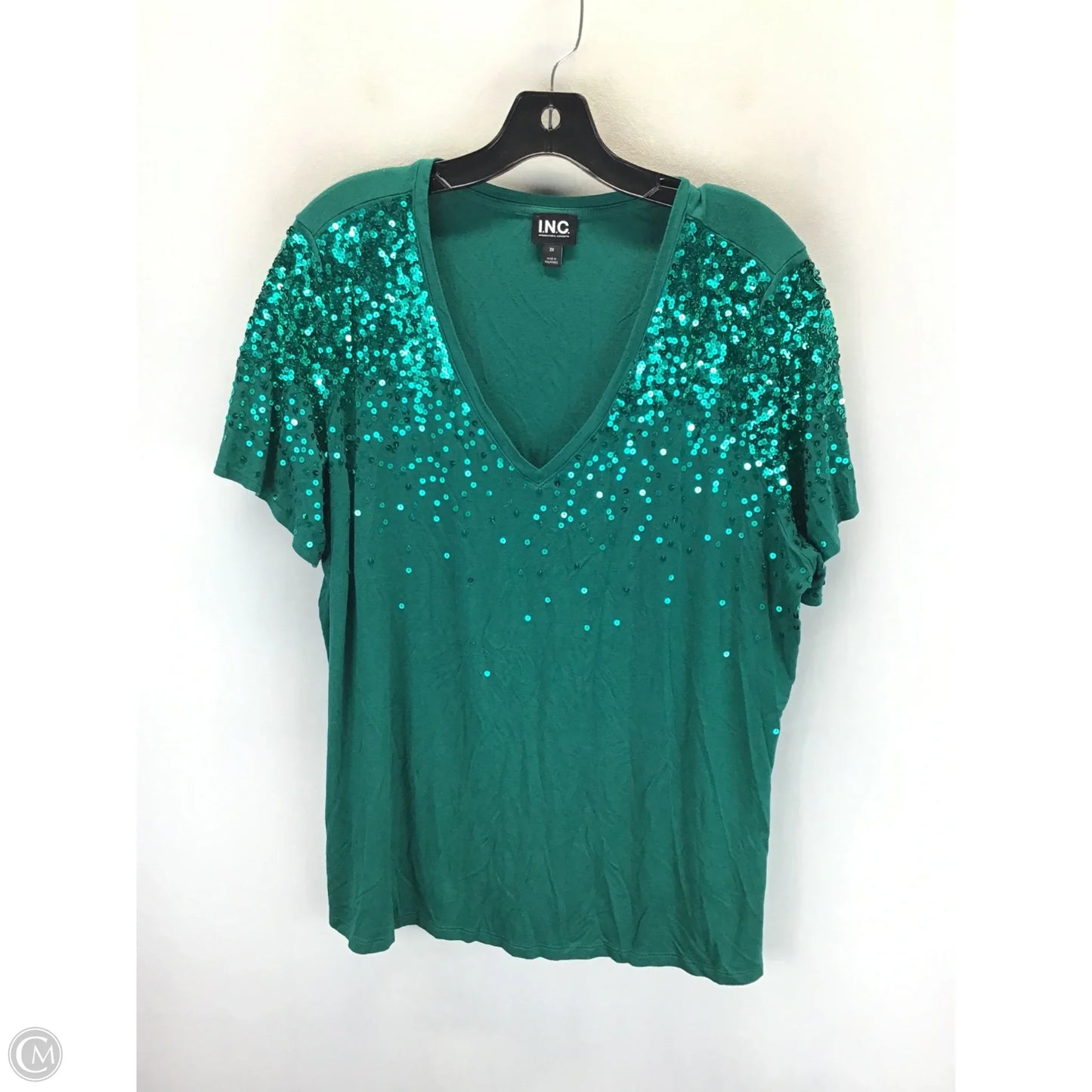 Top Short Sleeve By Inc In Green, Size: 2x