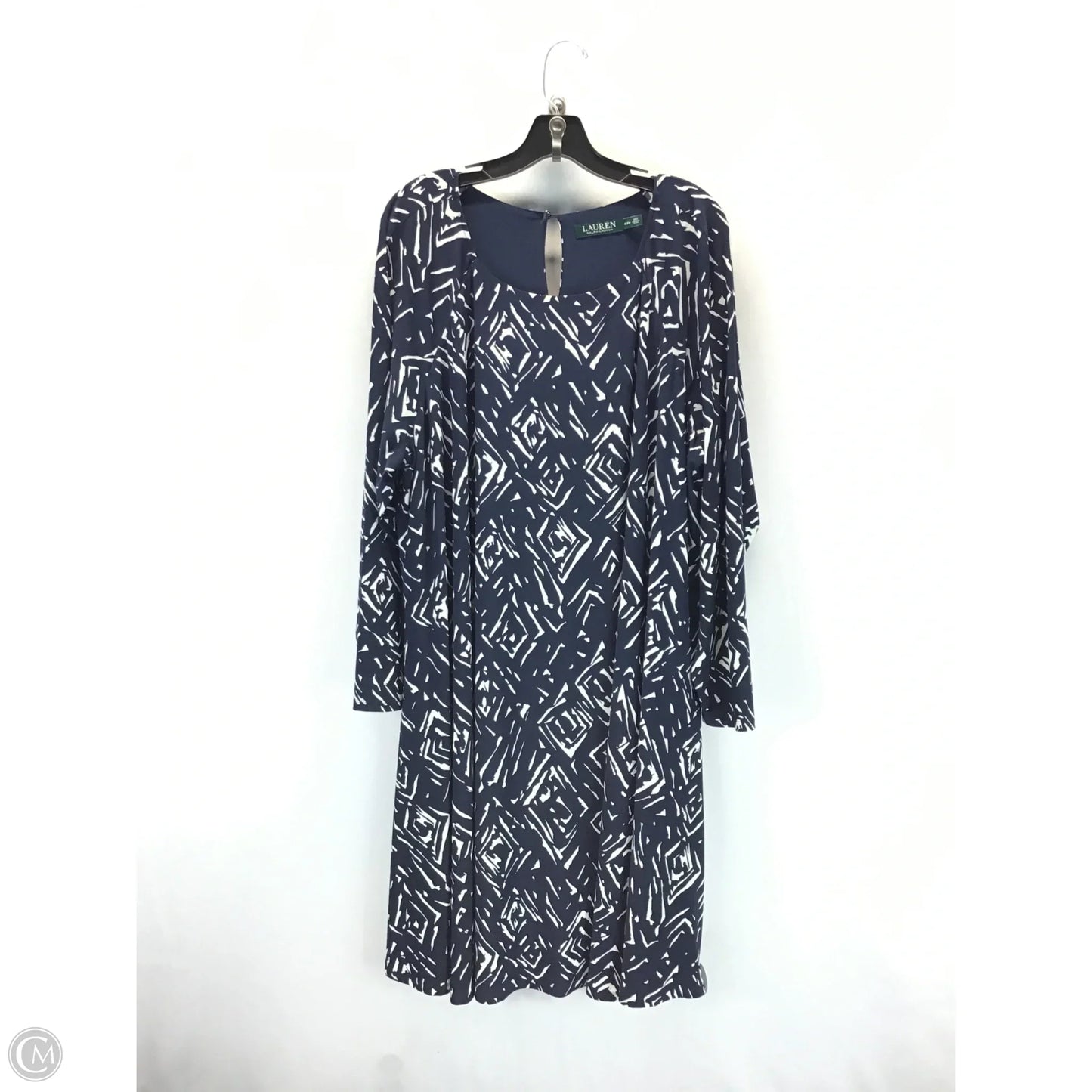 Dress Casual Midi By Ralph Lauren In Blue & White, Size: 22