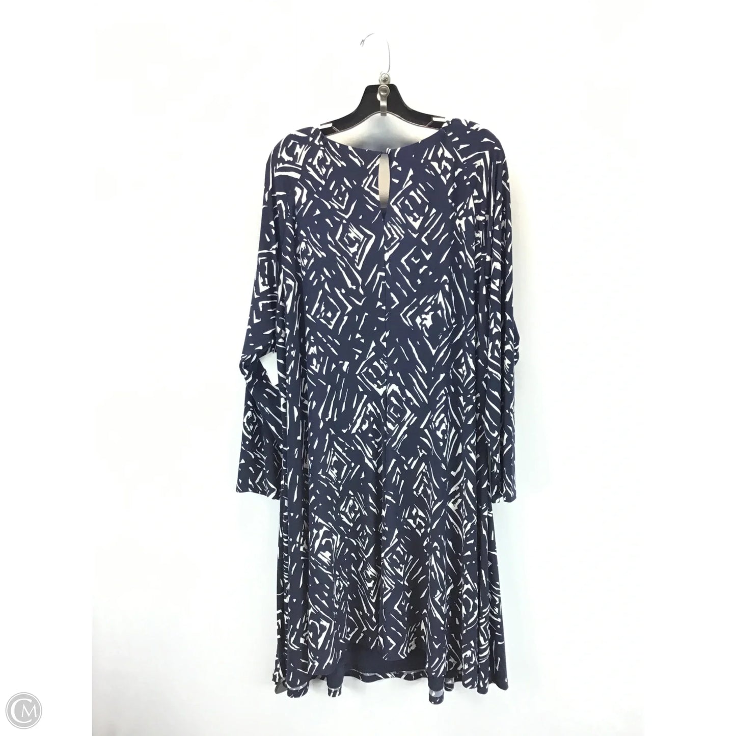 Dress Casual Midi By Ralph Lauren In Blue & White, Size: 22
