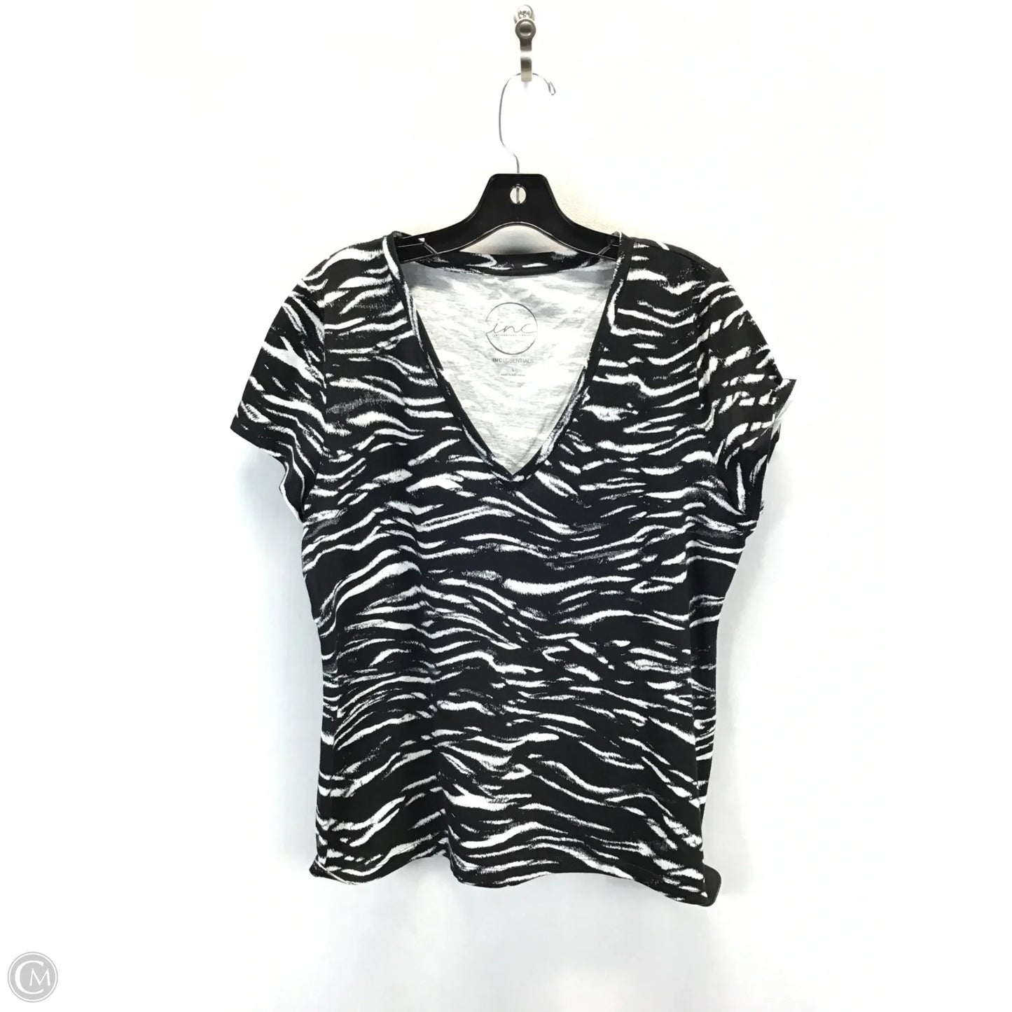 Top Short Sleeve By International Concepts In Zebra Print, Size: L