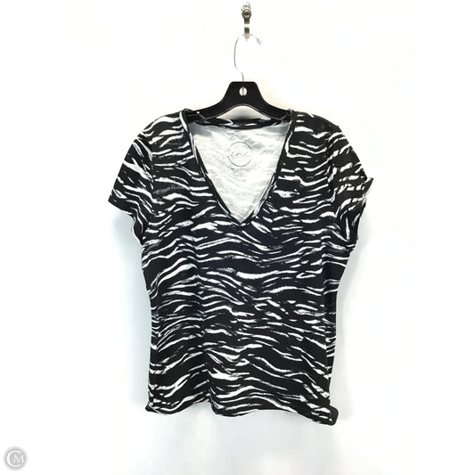 Top Short Sleeve By International Concepts In Zebra Print, Size: L