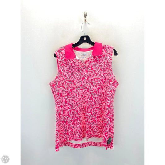 Top Sleeveless By Croft And Barrow In Pink & White, Size: L