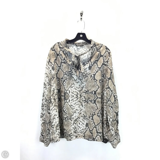 Top Long Sleeve By Shein In Snakeskin Print, Size: 1x