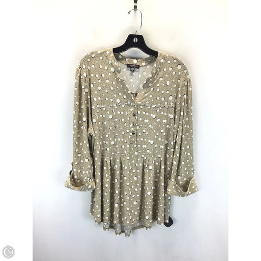 Top 3/4 Sleeve By Cocomo In Brown & White, Size: 1x