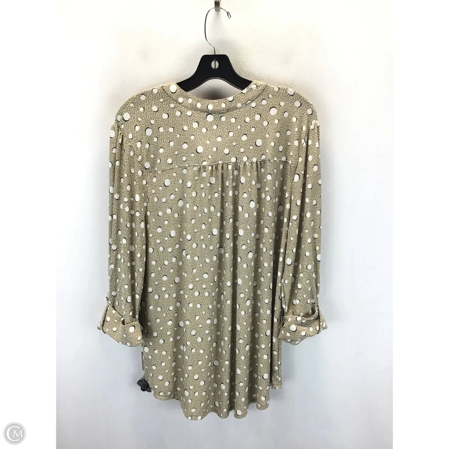 Top 3/4 Sleeve By Cocomo In Brown & White, Size: 1x