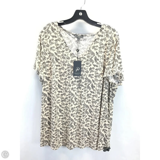 Top Short Sleeve By Adrianna Papell In Black & Cream, Size: 2x