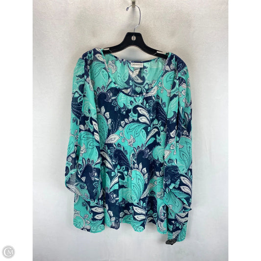 Top 3/4 Sleeve By Catherines In Blue & Green, Size: 1x