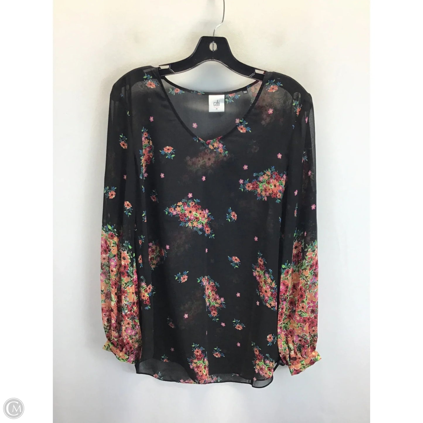 Top Long Sleeve By Cabi In Floral Print, Size: M