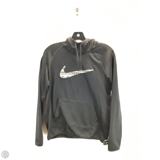 Athletic Top Long Sleeve Hoodie By Nike In Black & Cream, Size: S