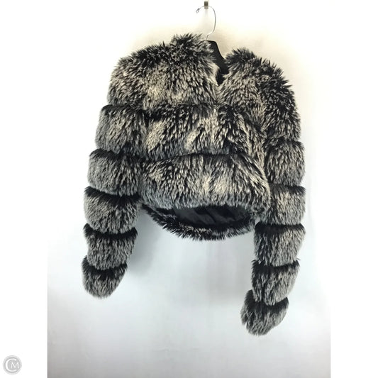 Coat Faux Fur & Sherpa By Clothes Mentor In Black & Grey, Size: Xl