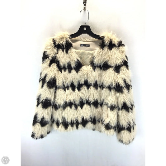 Jacket Faux Fur & Sherpa By Clothes Mentor In Black & Cream, Size: M
