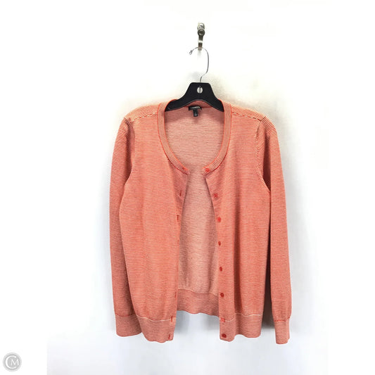 Sweater Cardigan By Talbots In Striped Pattern, Size: L
