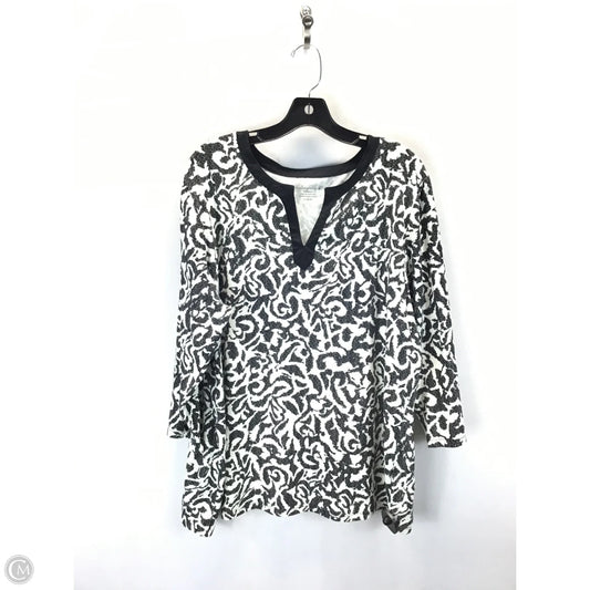 Top 3/4 Sleeve By Charter Club In Black & White, Size: 3x